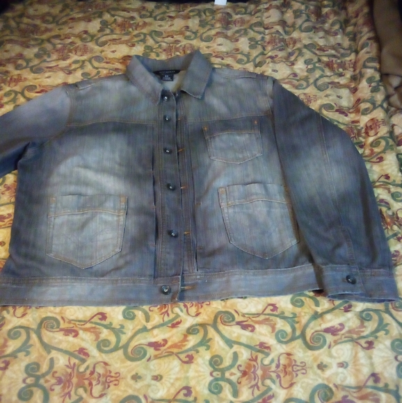 Rocawear Stone Washed Denim Jacket Coat Men's Size 44 Gray - Picture 3 of 16